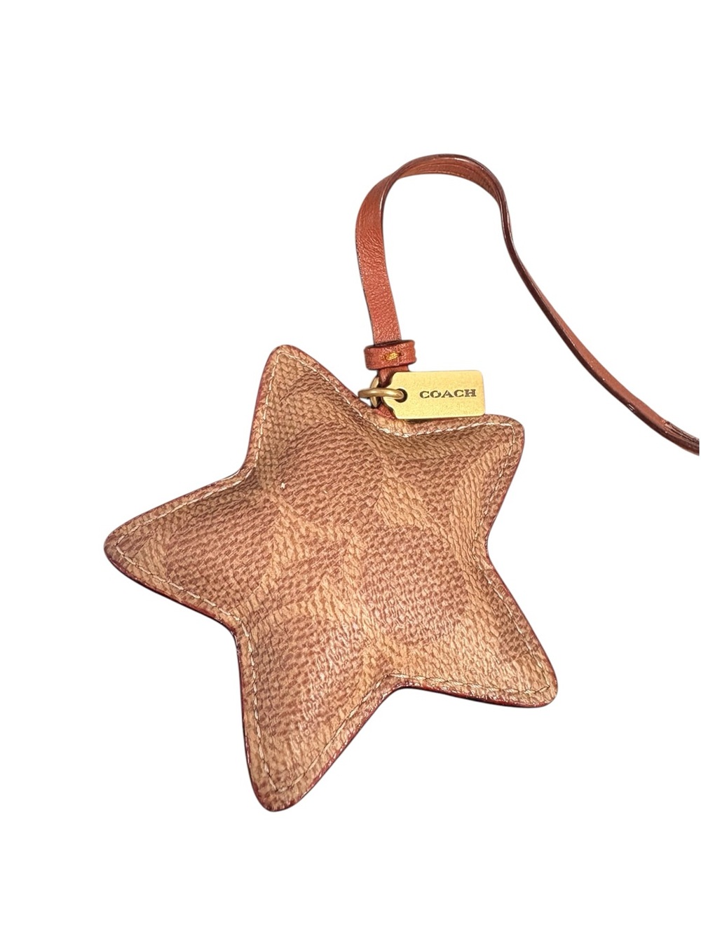 COACH Star-Shaped Leather Bag Charm in Tan